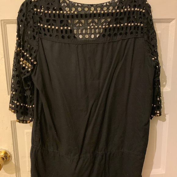 Tory Burch gold embellished black tunic drawstring - Picture 4 of 8